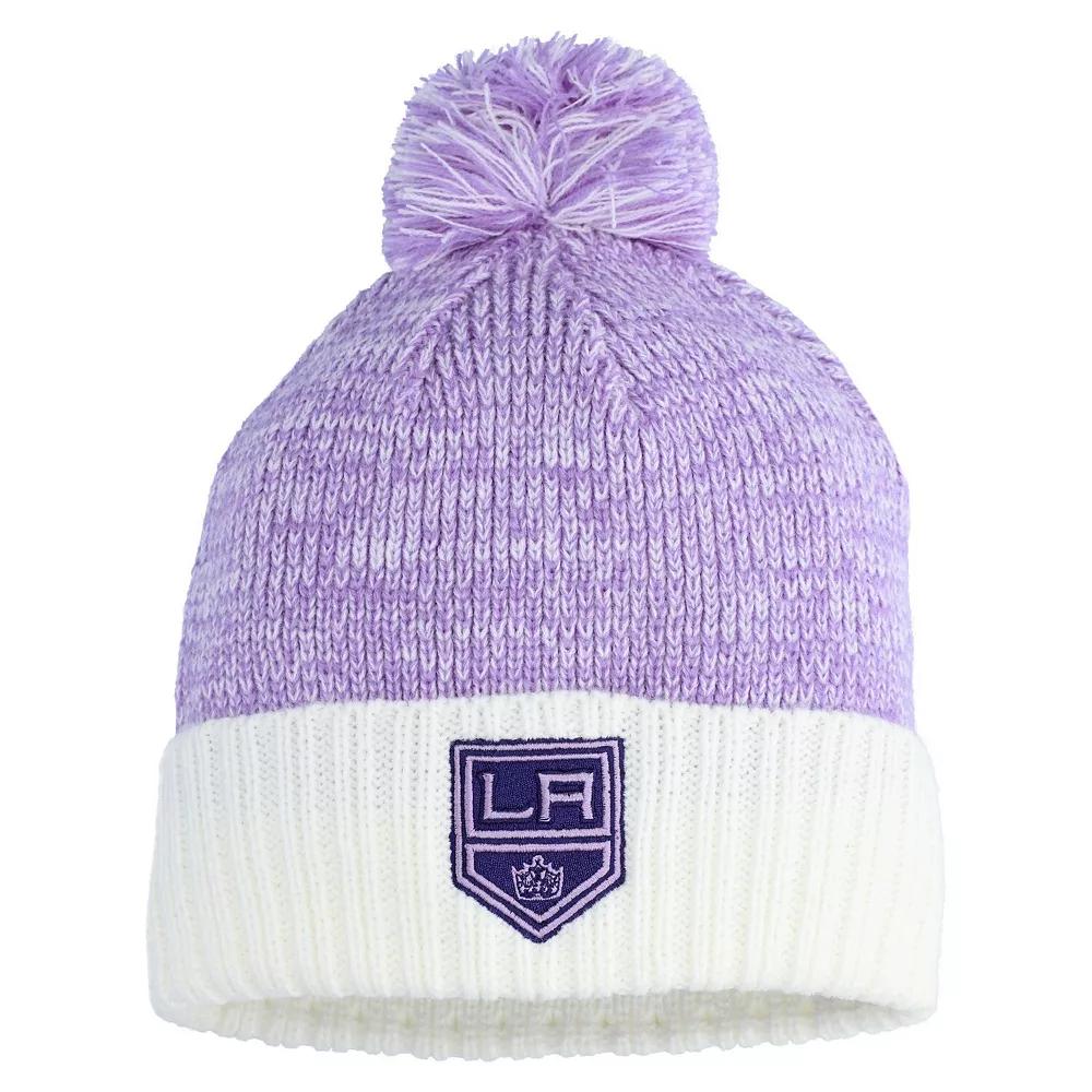 Men's Fanatics Lavender/White Los Angeles Kings Hockey Fights Cancer Cuffed Knit Hat with Pom, Kgs Team Product Image