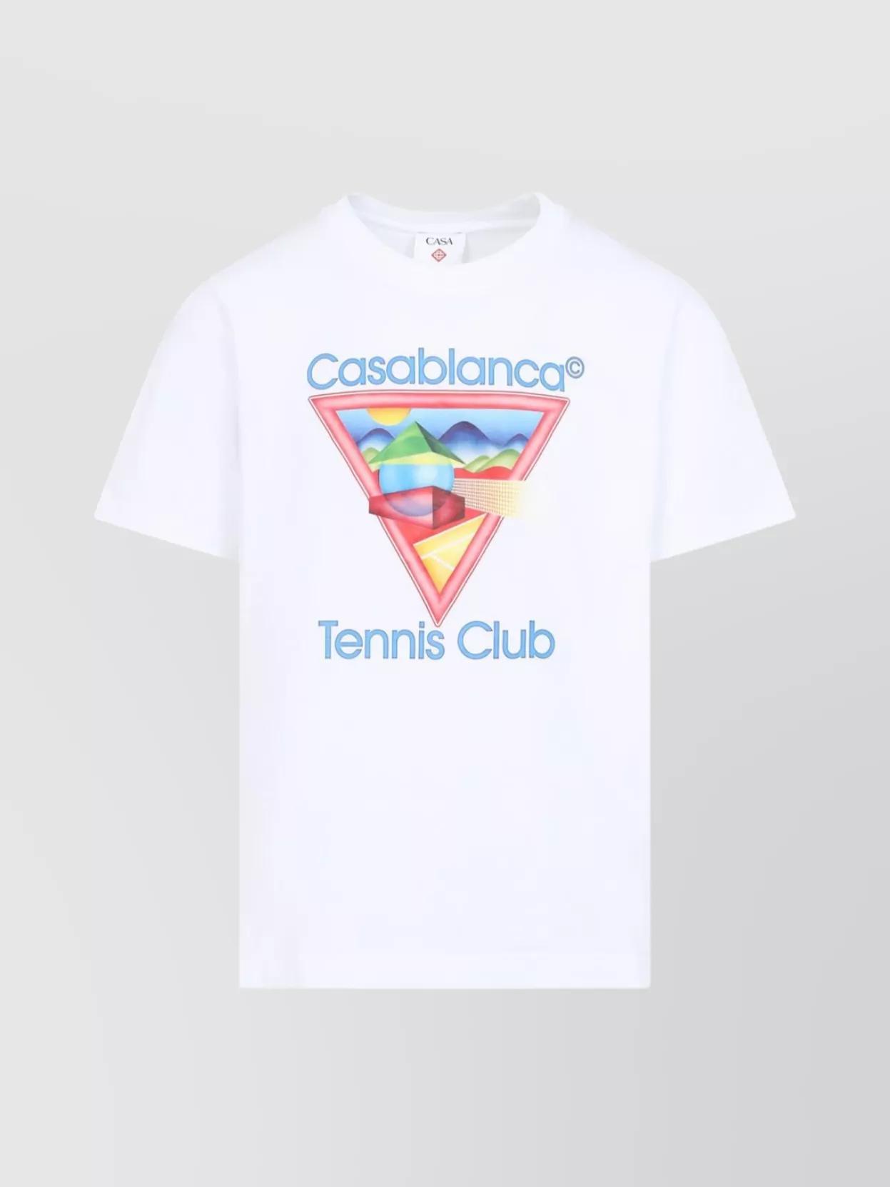 CASABLANCA Cotton Crew Neck T-shirt With Graphic Print In White Product Image