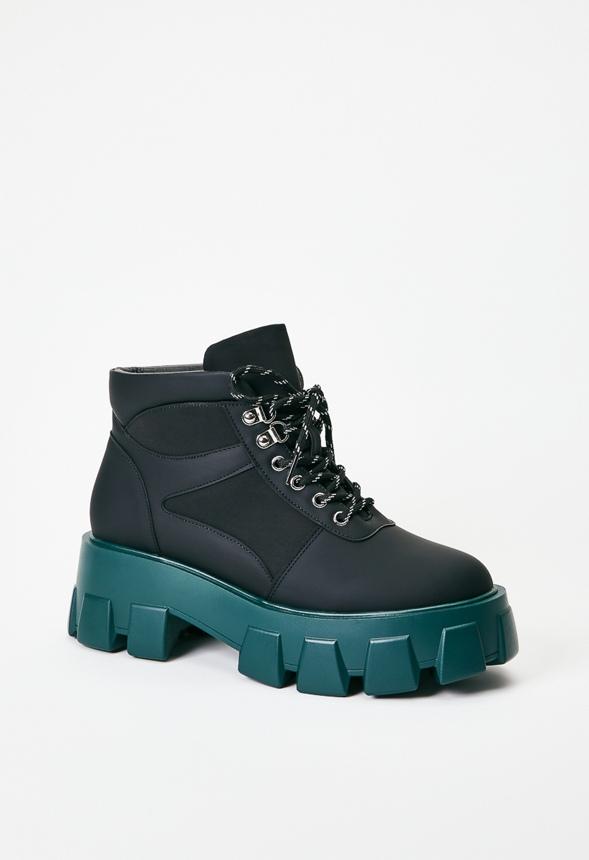 JustFab Margaux Platform Loafer Pump Womens Black/ White Size 8.5 Product Image