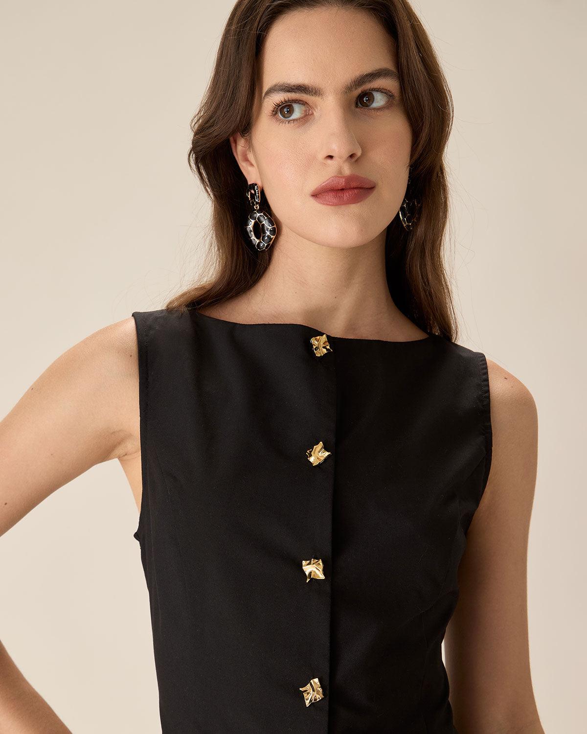 Black Boat Neck Pleated Mini Dress Product Image