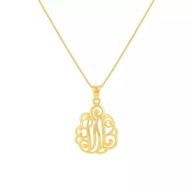 PRIMROSE Sterling Silver Monogram Initial Pendant Necklace, Women's, Size: 18", Gold Tone T Product Image