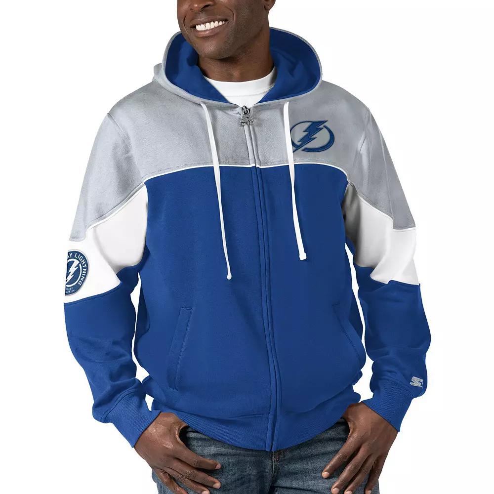 Men's Starter  Blue/Gray Tampa Bay Lightning Power Forward Full-Zip Hoodie, Size: XL, Lgh Blue Product Image