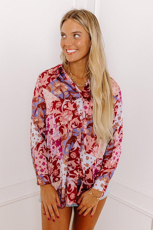 Hours of Flowers Satin Button Up Product Image