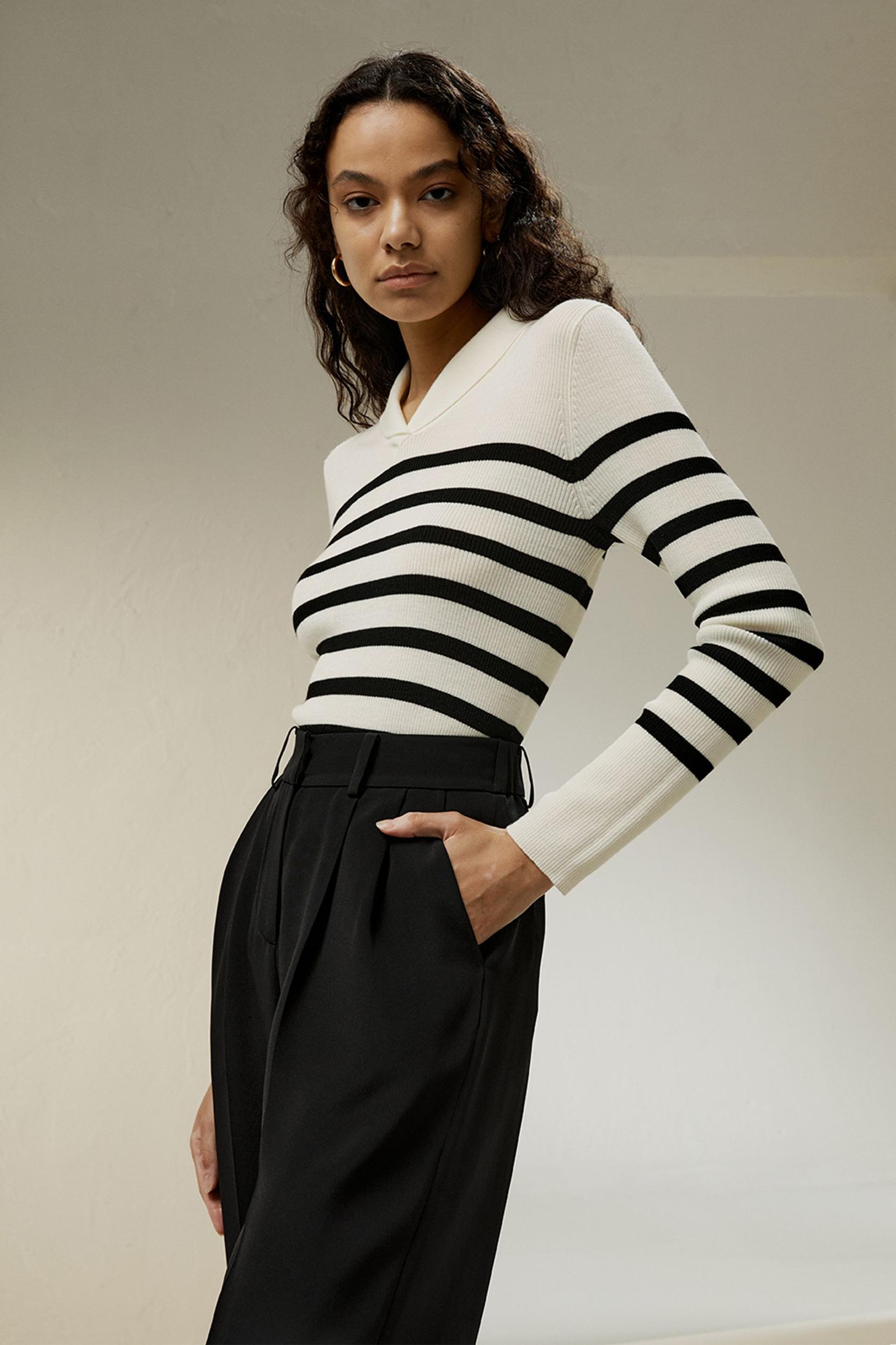 Striped Ultra-fine Merino Wool Sweater Product Image