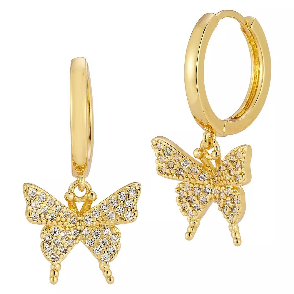 Cubic Zirconia Butterfly Drop Earrings, Women's, Gold Tone Product Image