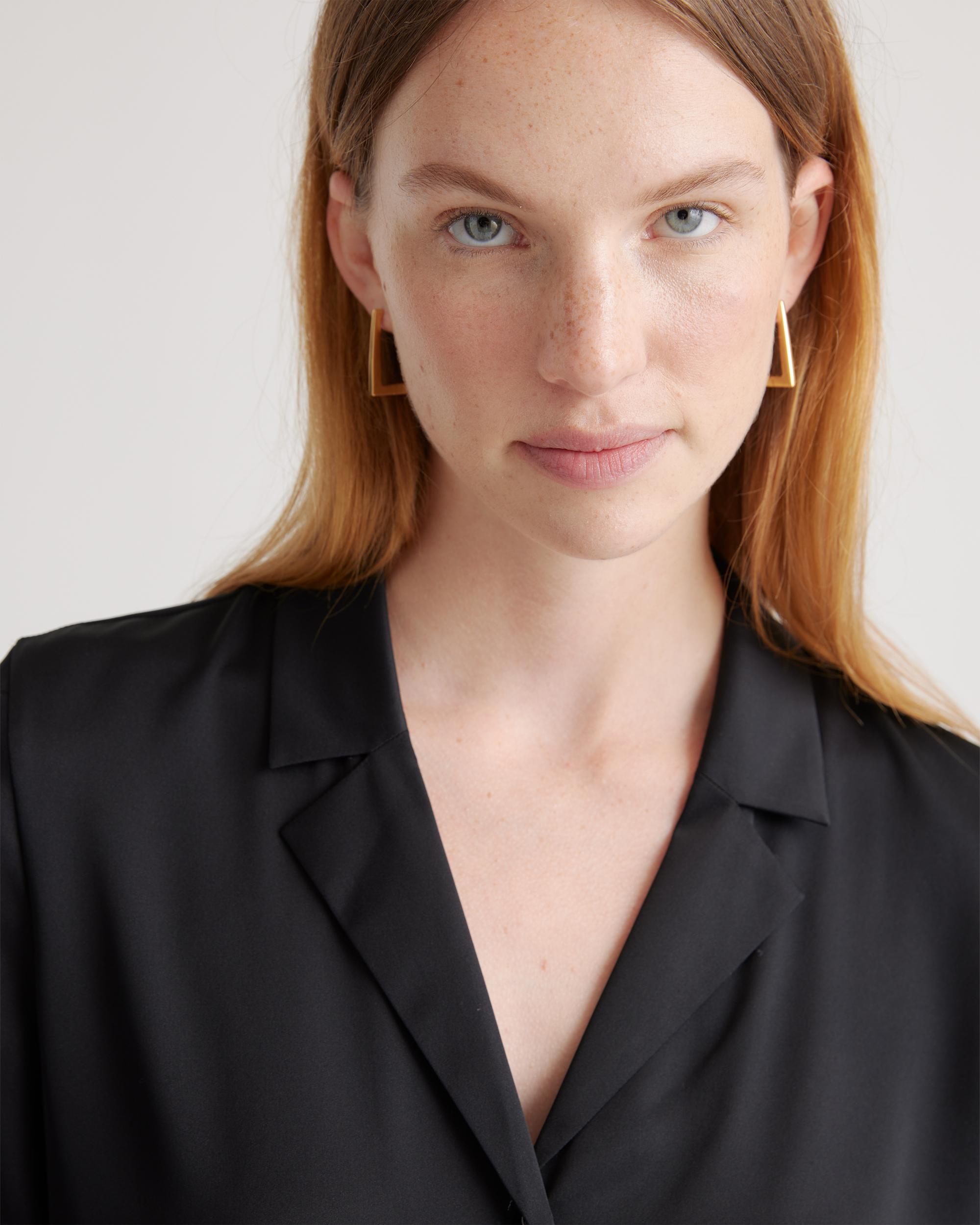 Quince | Women's Washable Stretch Silk Short Sleeve Notch Collar Blouse Mulberry Silk Product Image