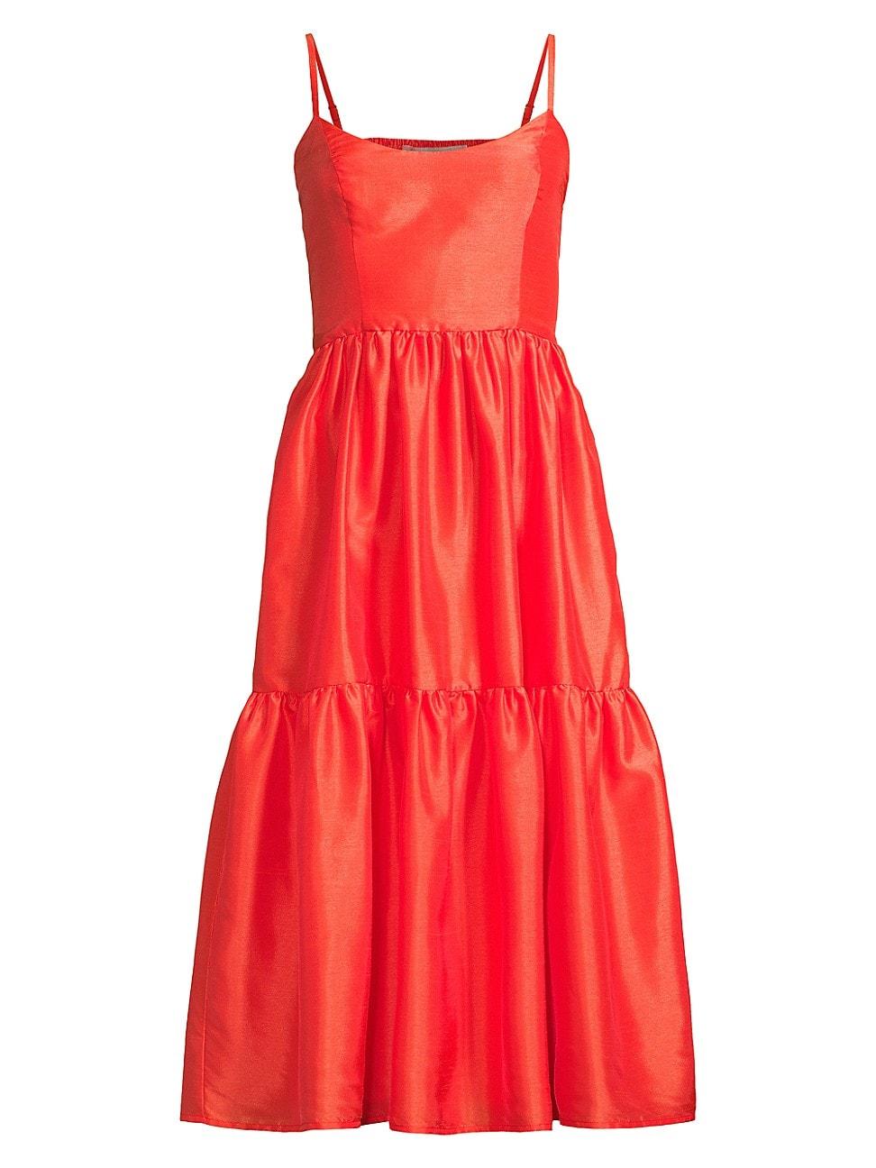 Womens Tommy Taffeta Tiered Midi-Dress Product Image