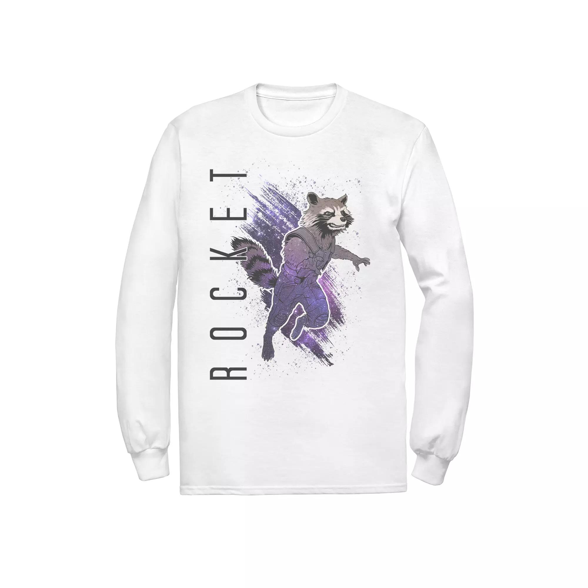 Men's Marvel Avengers Rocket Galaxy Painted Long Sleeve Tee,  Product Image