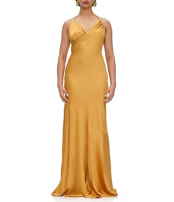 Andrea Iyamah Tiro Drape V-Neck Sleeveless Asymmetrical Seam Dress Product Image
