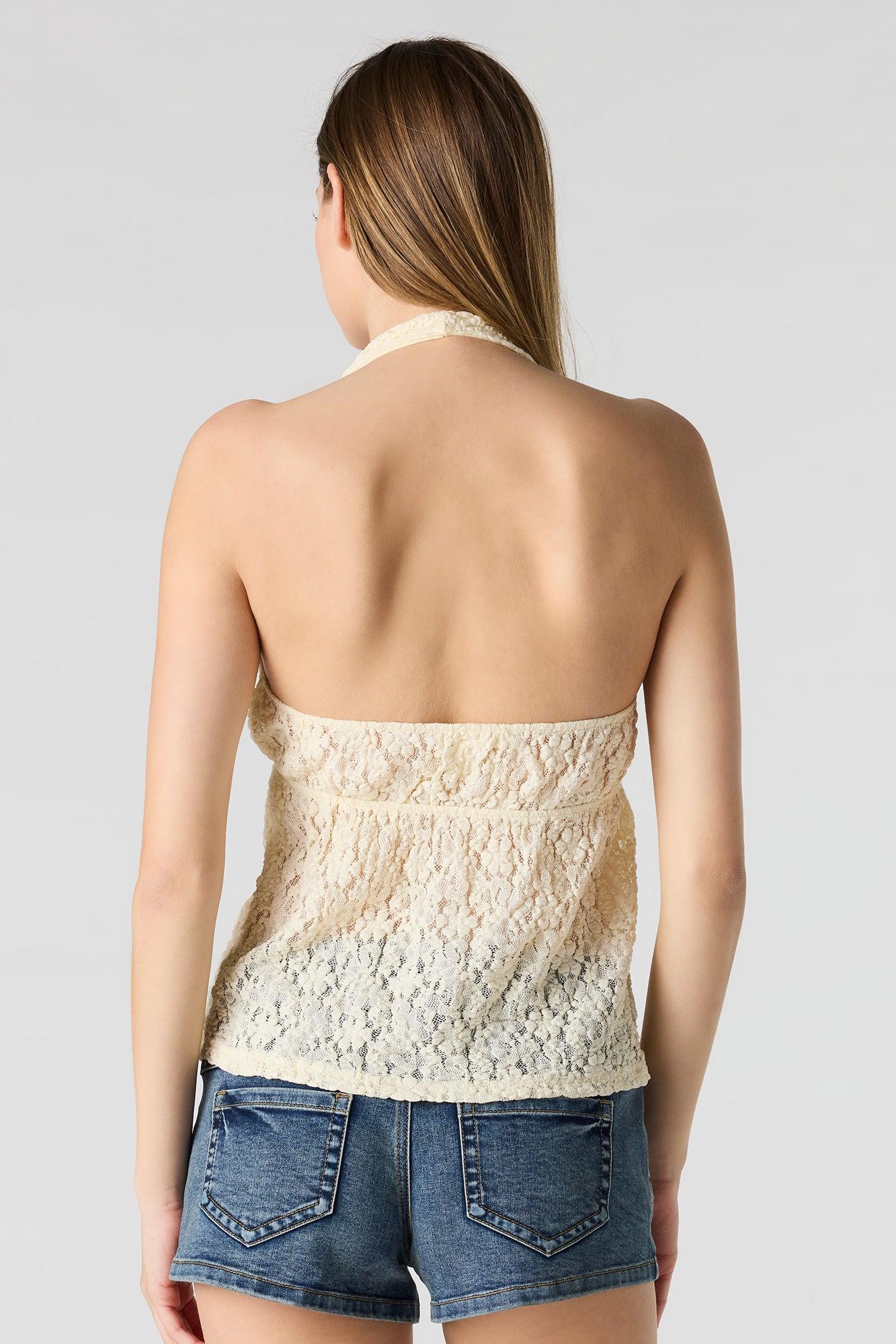 Lace Halter Babydoll Top Female Product Image