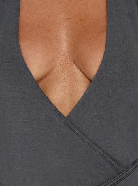 Apola Halter Plunge Mini Dress Slate Product Image
