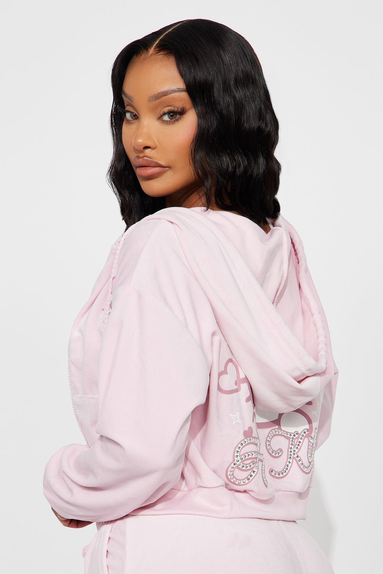 Hello Kitty Love Velour Zip Hoodie - Pink Product Image