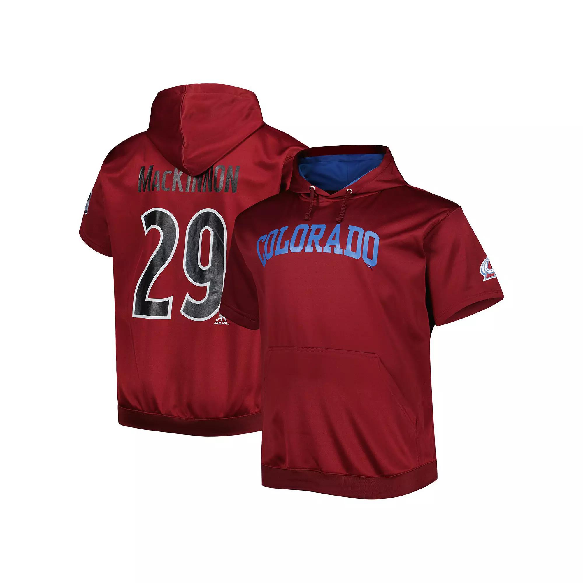 Men's Fanatics Branded Nathan MacKinnon Burgundy Colorado Avalanche Big & Tall Name & Number Pullover Hoodie,  Product Image