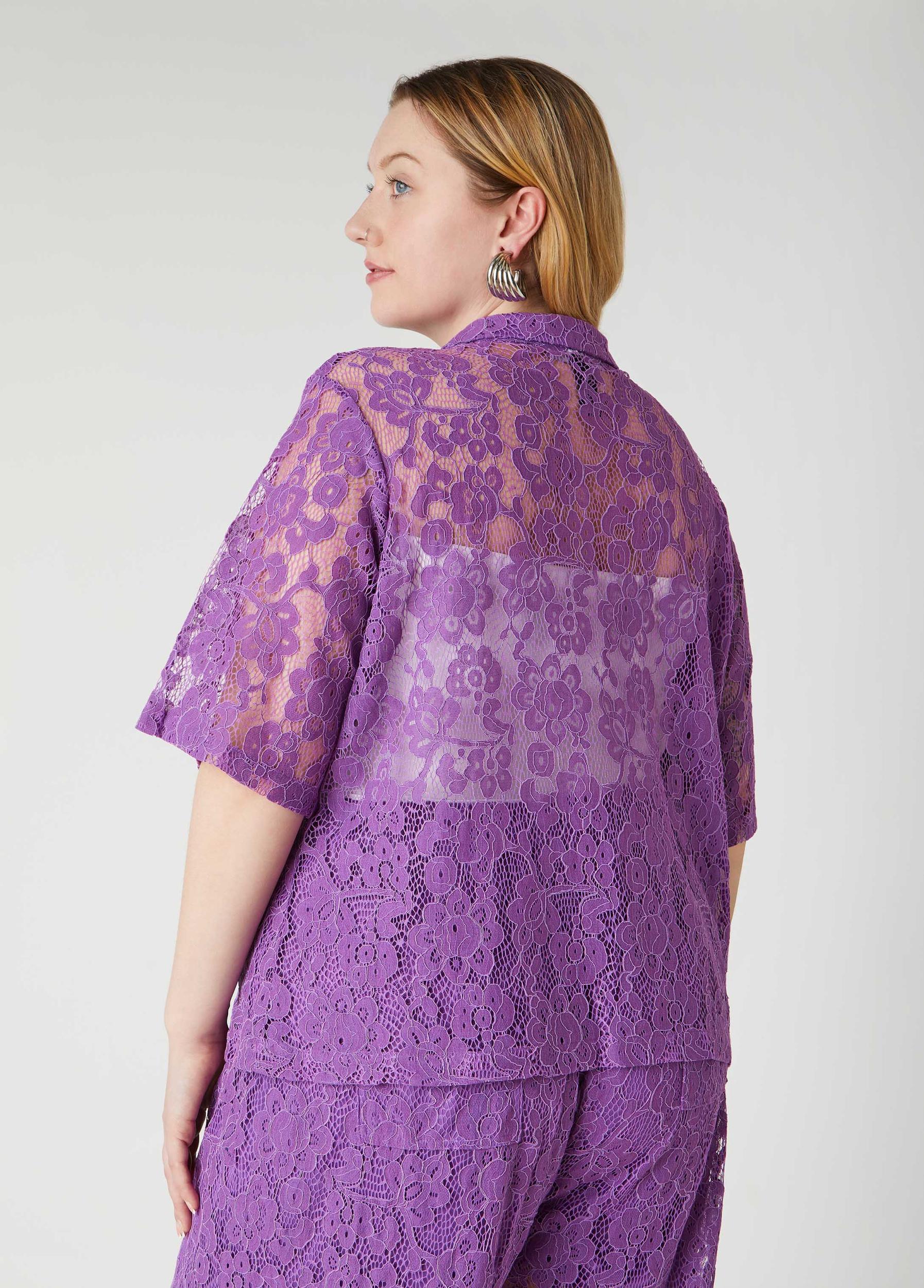 Plus Size Corded Lace Shirt Ashley Stewart Product Image