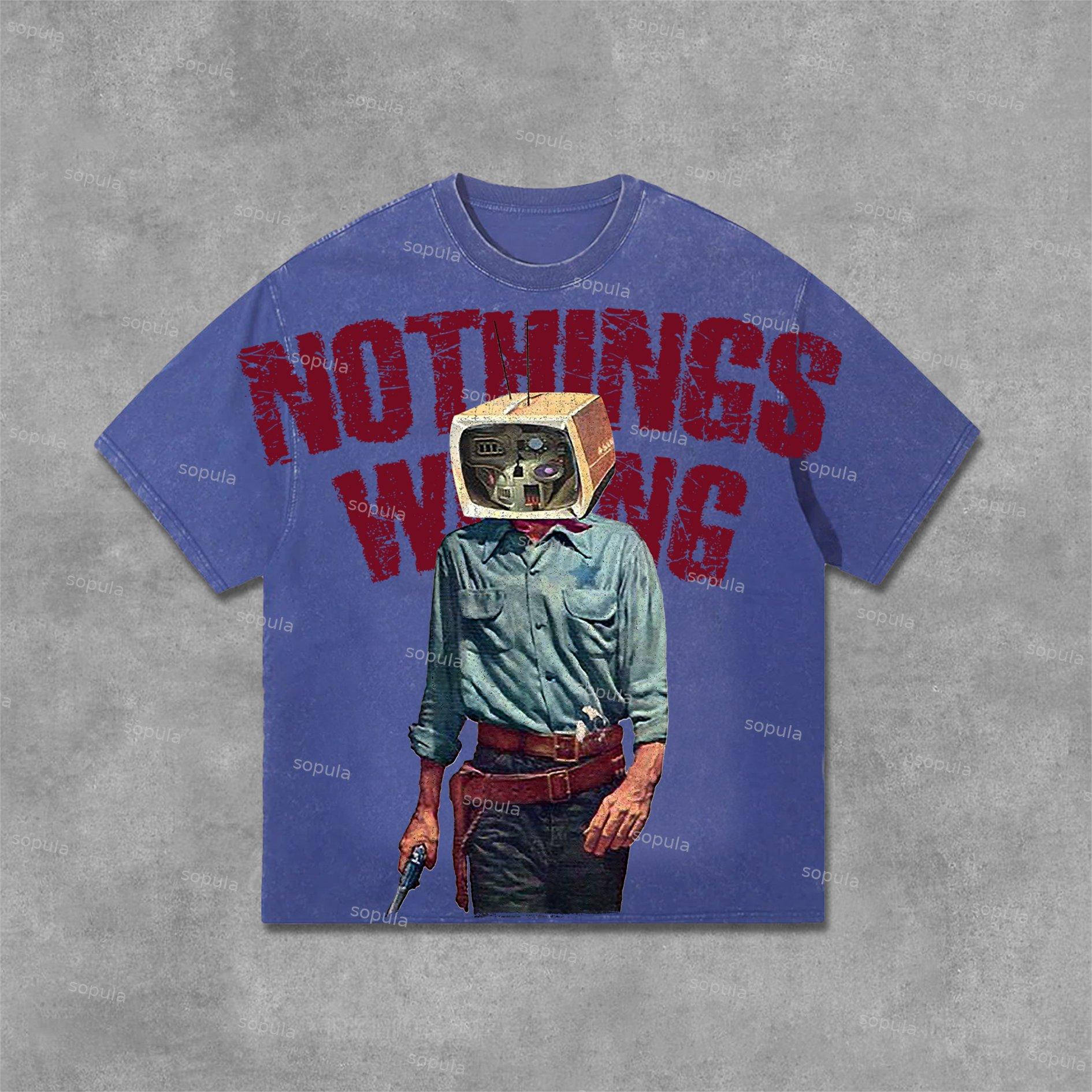 Sopula Vintage Nothing Wrong Graphic Print Washed T-Shirt Product Image
