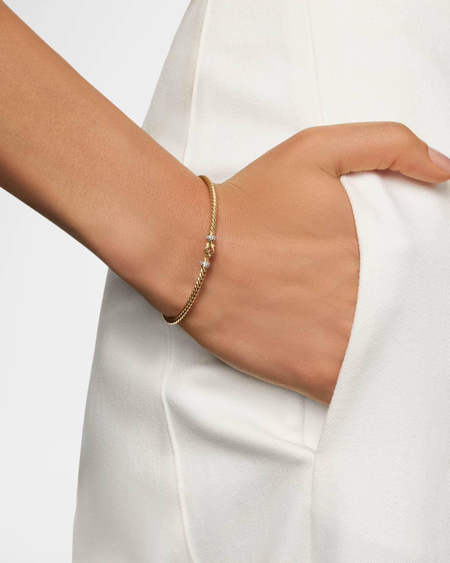 Cable Bracelet with Gemstone in Silver with 14K Gold, 5mm Product Image