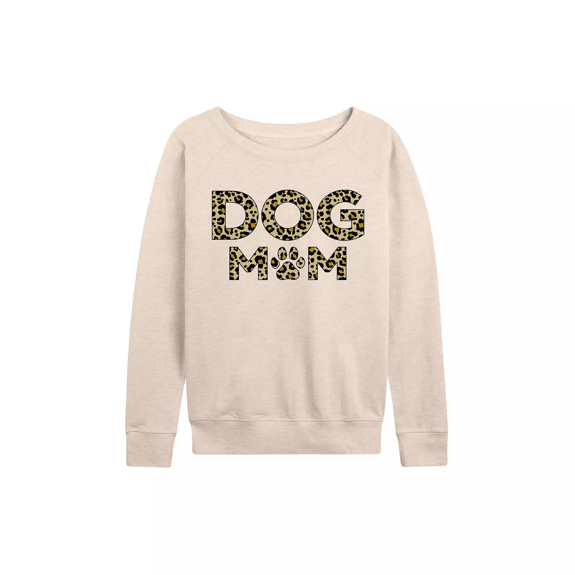 Women's Dog Mom Leopard French Terry Long Sleeve Tee, Girl's,  Product Image