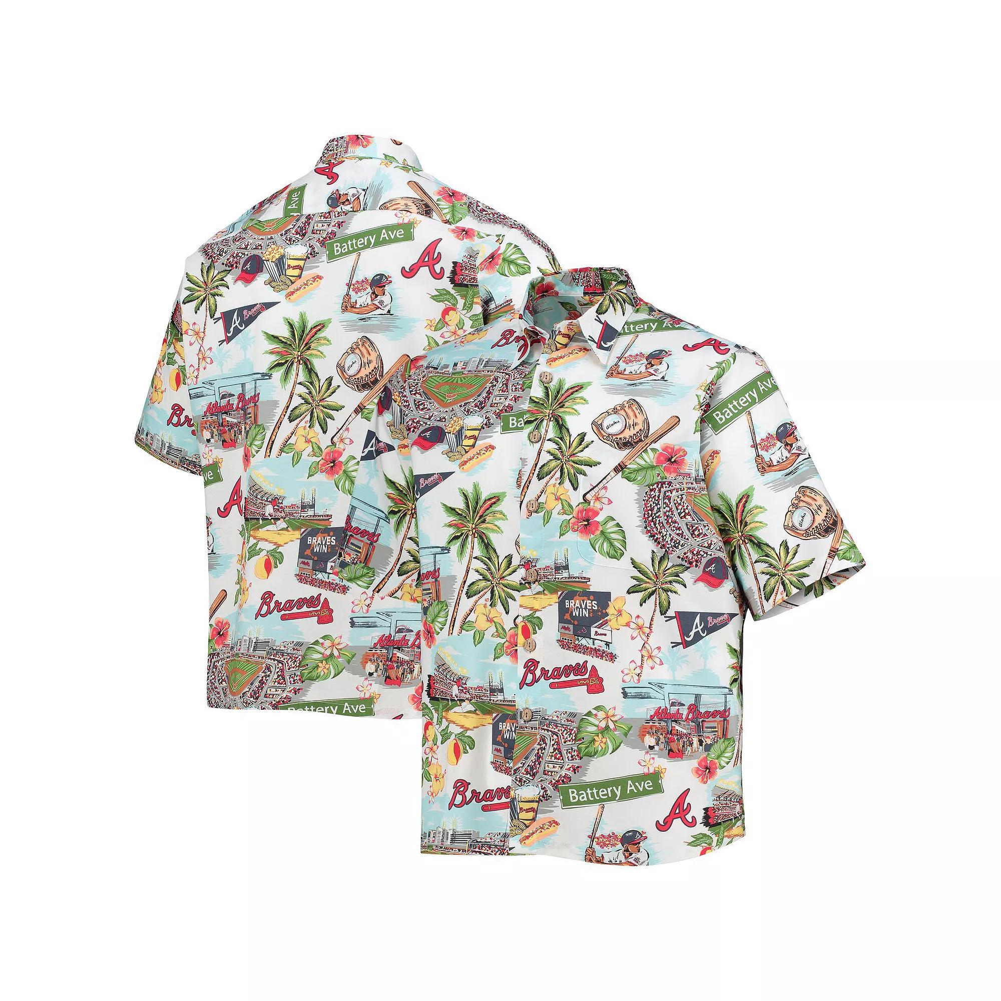 Men's Reyn Spooner White Atlanta Braves Scenic Button-Up Shirt,  Product Image