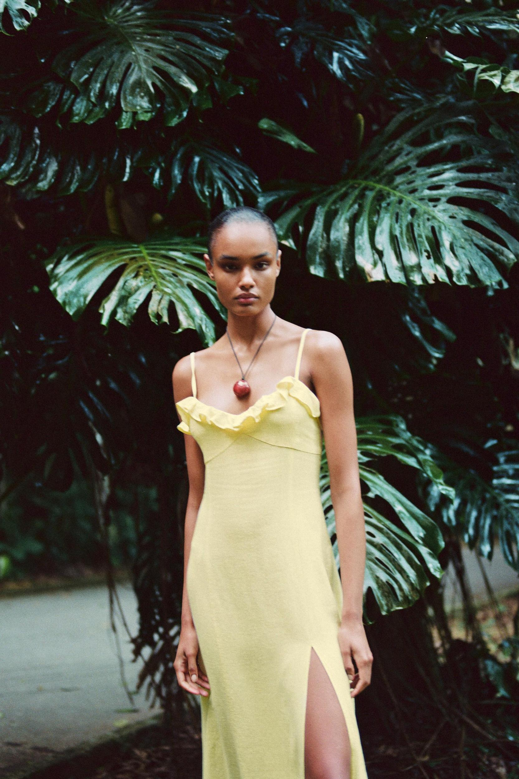 RAMIE MIDI DRESS WITH RUFFLE Product Image