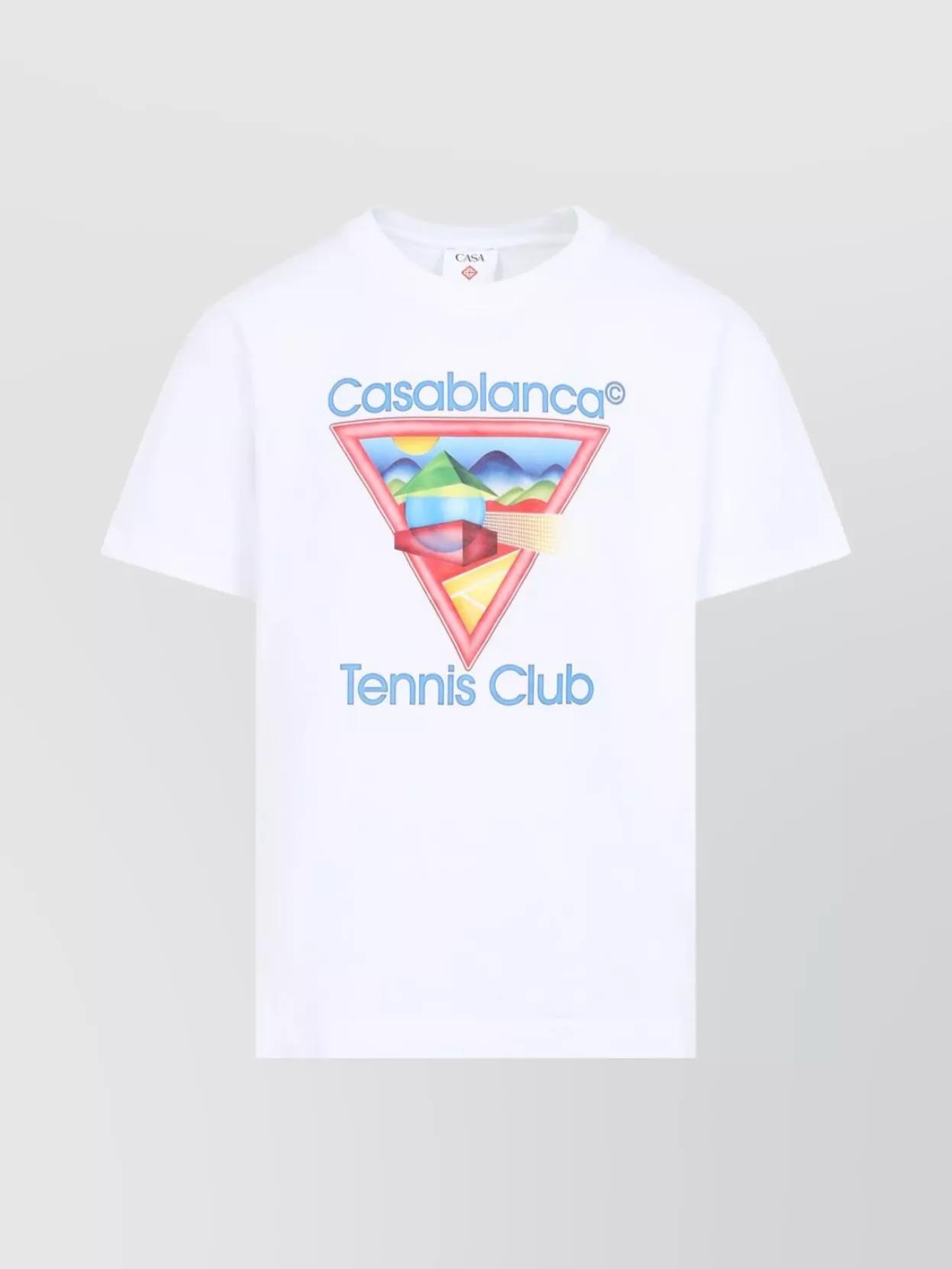 CASABLANCA Cotton Crew Neck T-shirt With Graphic Print In White Product Image