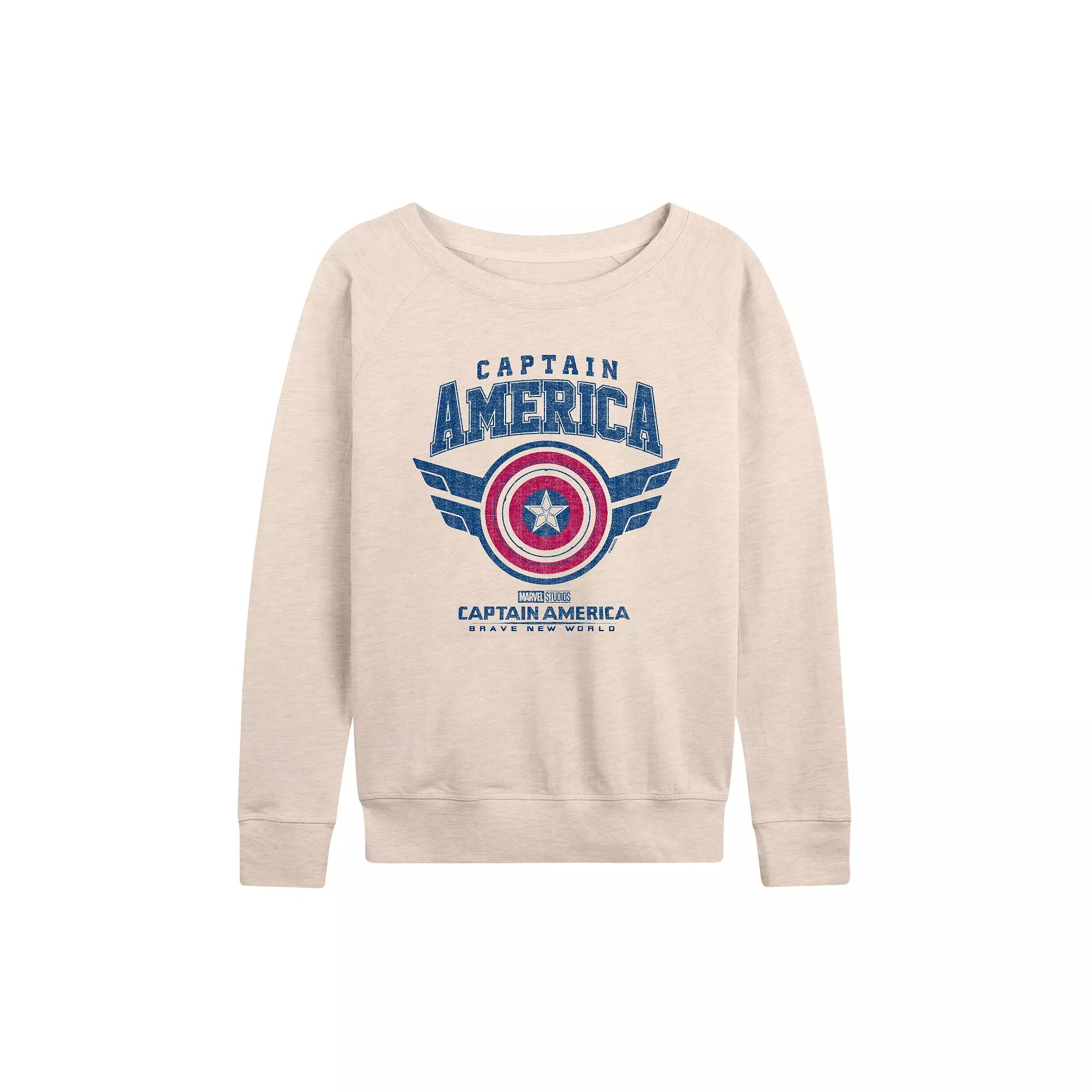 Women's Marvel Captain America: Brave New World Collegiate French Terry Long Sleeve Tee,  Product Image