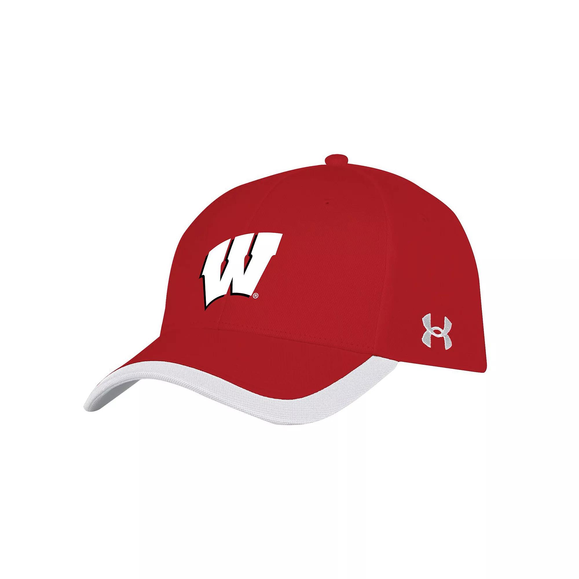 Mens Under Armour Wisconsin Badgers Sideline Blitzing Accent Adjustable Hat Product Image