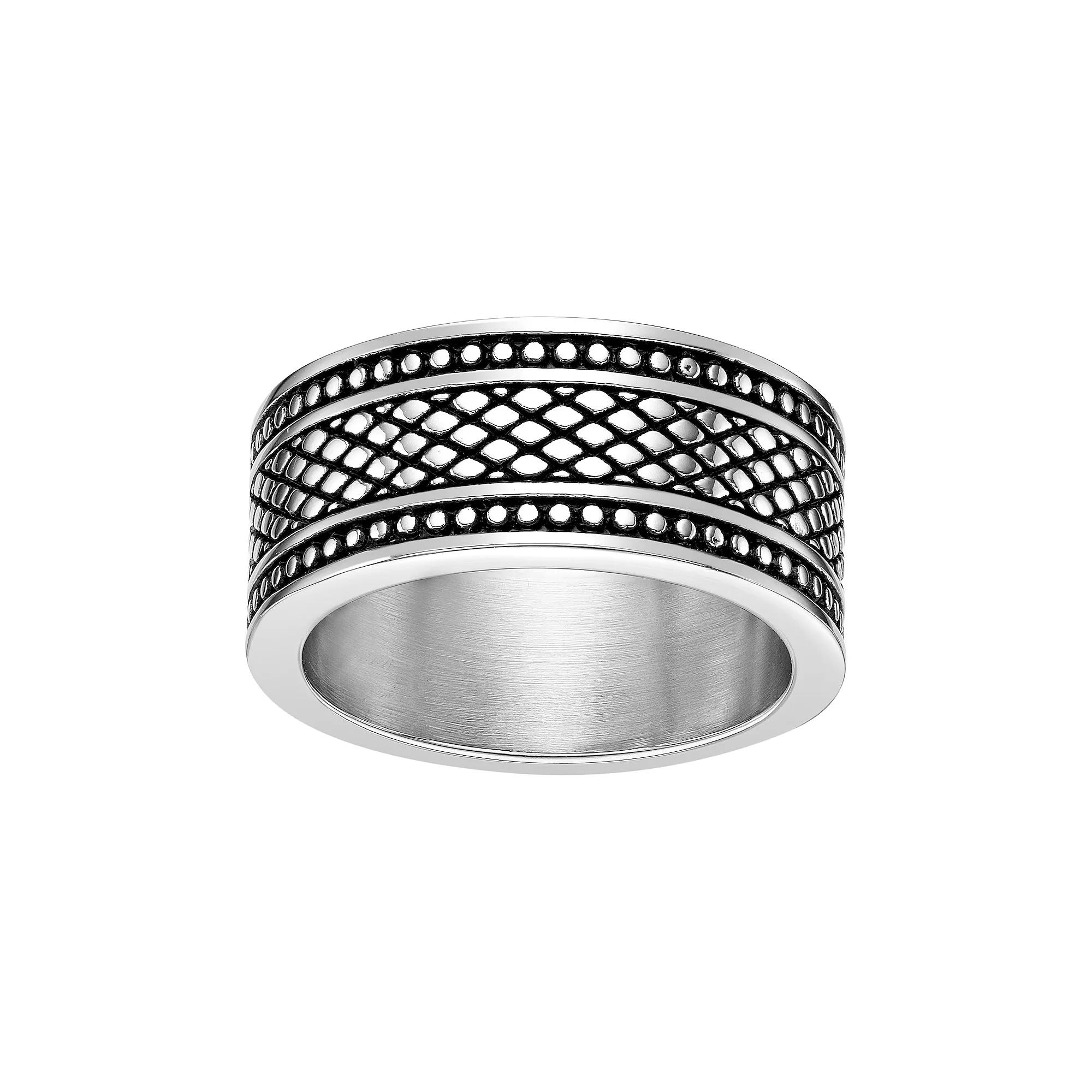 Men's LYNX Stainless Steel Textured Band Ring, Size: 10, Two Tone Product Image