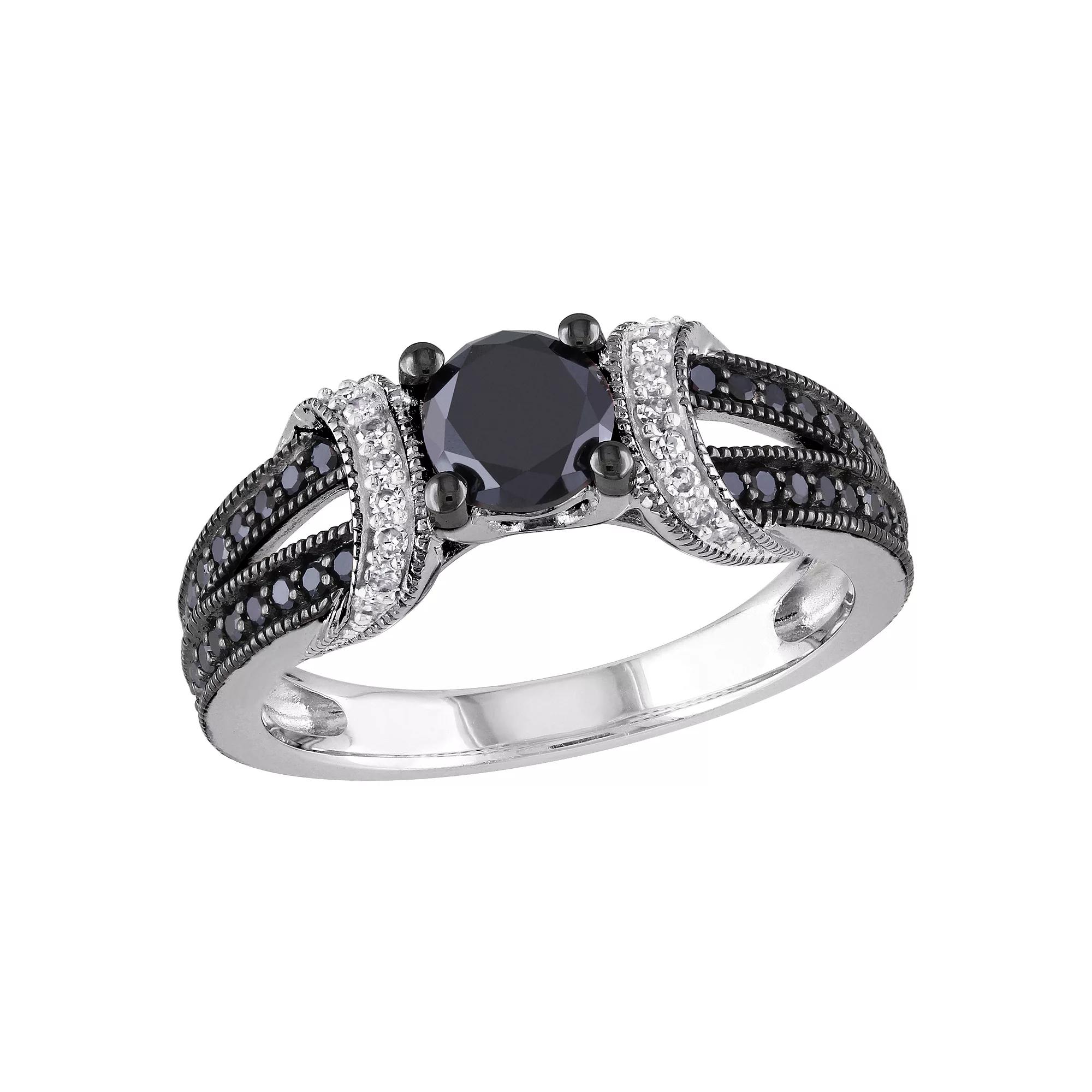 Stella Grace Sterling Silver 1 Carat T.W. Black & White Diamond Wedding Ring, Womens Product Image