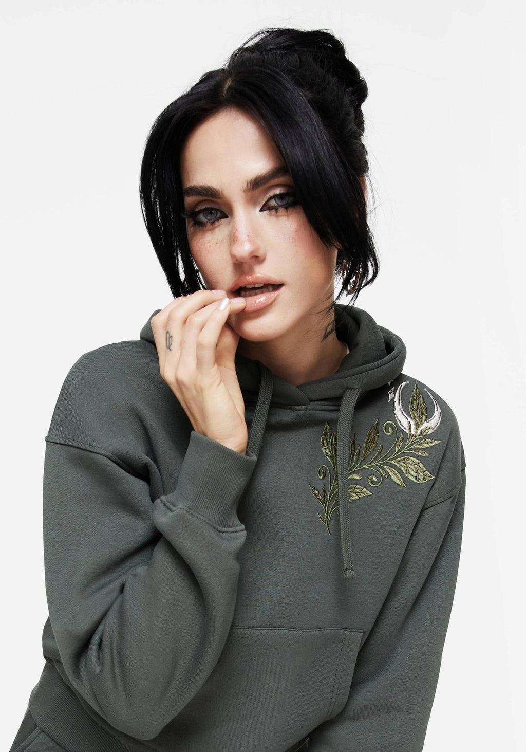 Nirah Cotton Cropped Crop Hoodie Product Image