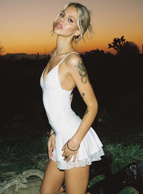 Love Is Alive Lace Mini Dress White Product Image