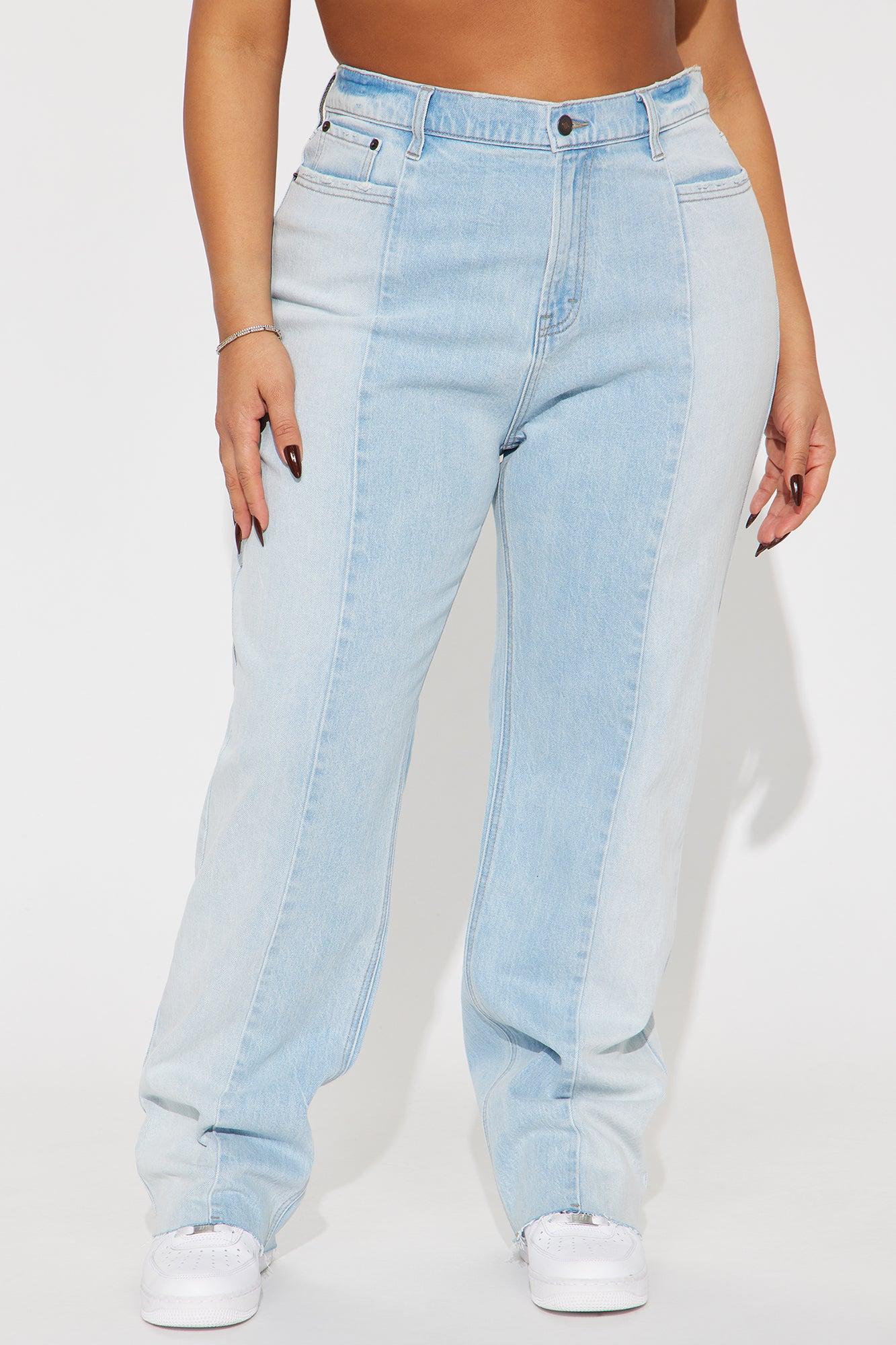 Andi Two Tone Straight Leg Jeans - Light Wash Female Product Image