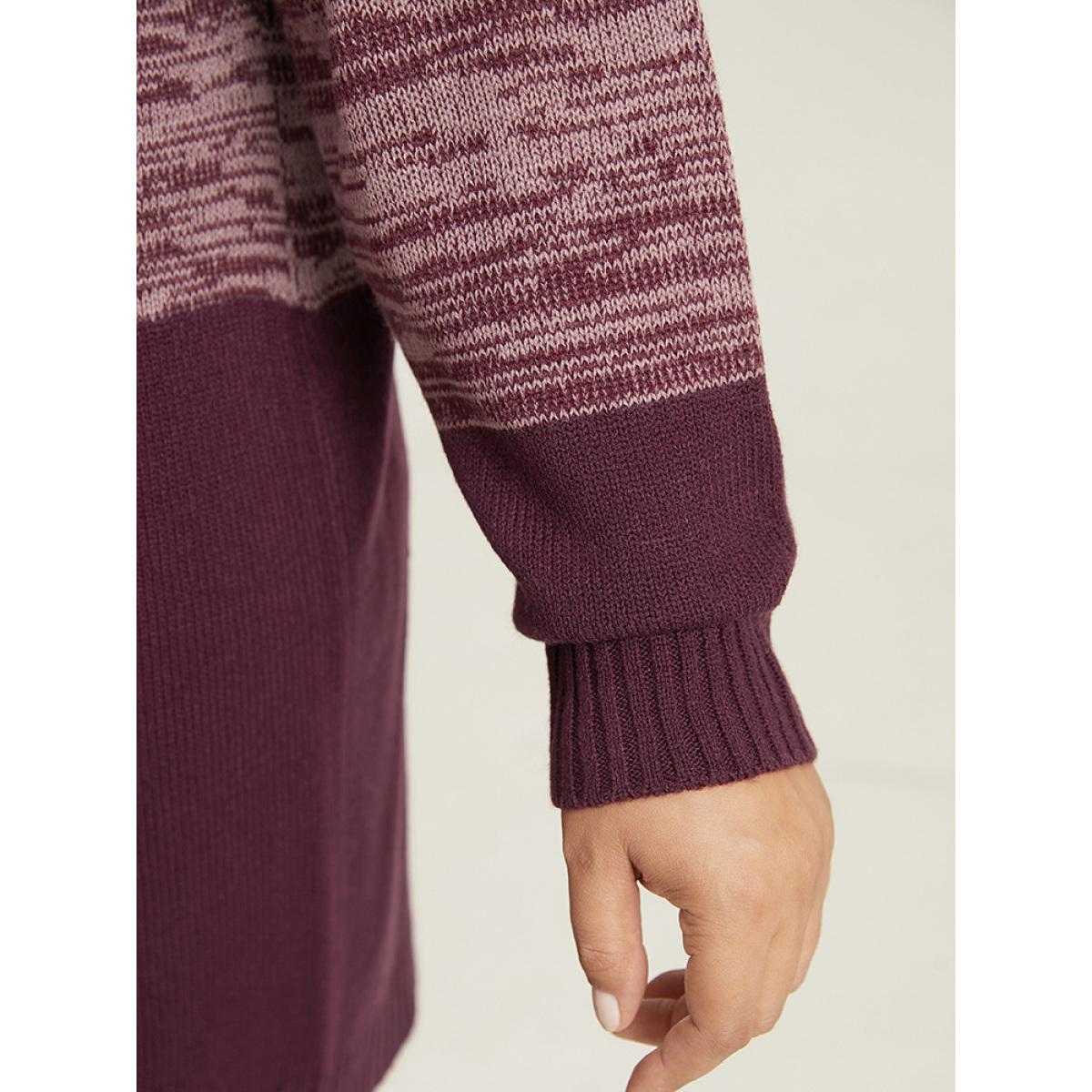 Plus Size Anti-Pilling Contrast Heather Open Front Cardigan Burgundy Women Casual Loose Long Sleeve Dailywear Cardigans BloomChic 30/6X Product Image