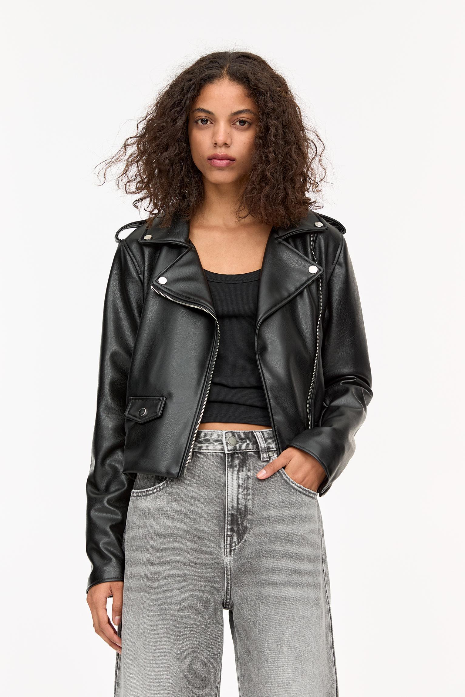 Leather effect biker jacket Product Image