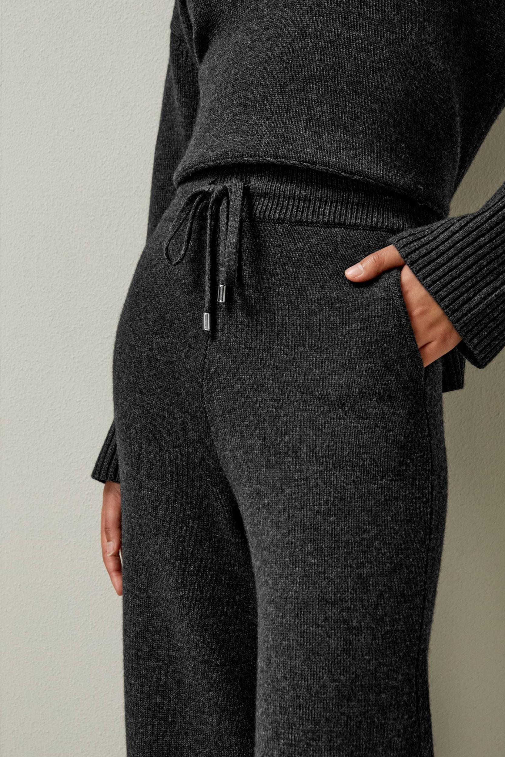 LILYSILK Wool Trousers Women - Dark Gray Wool Cashmere - Comfortable Plain Knit Pattern Trousers M Product Image