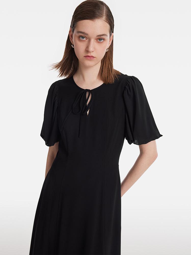 Acetate Gathered Waist Women Midi Dress Product Image