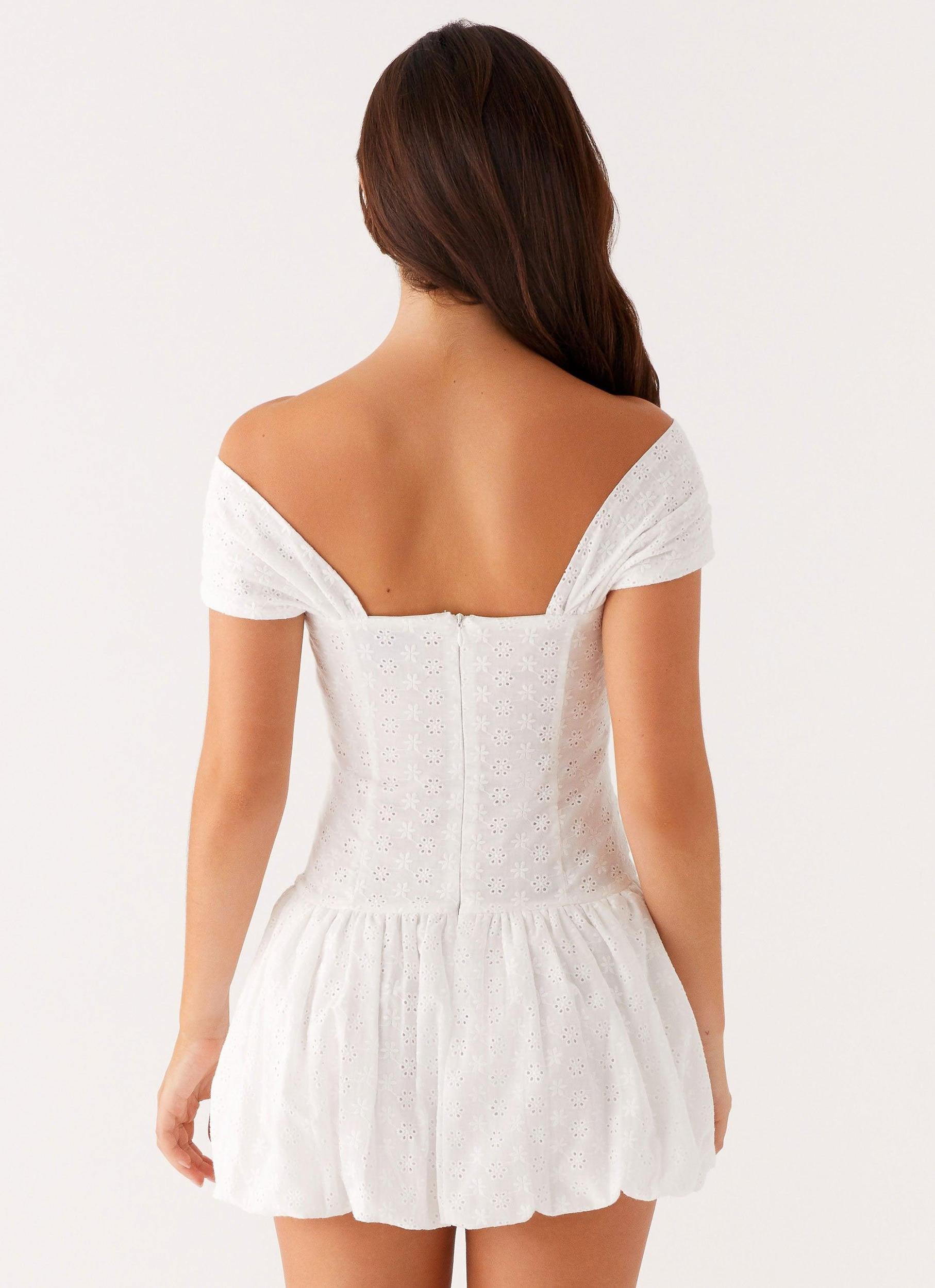 Vida Off Shoulder Mini Dress - White Product Image