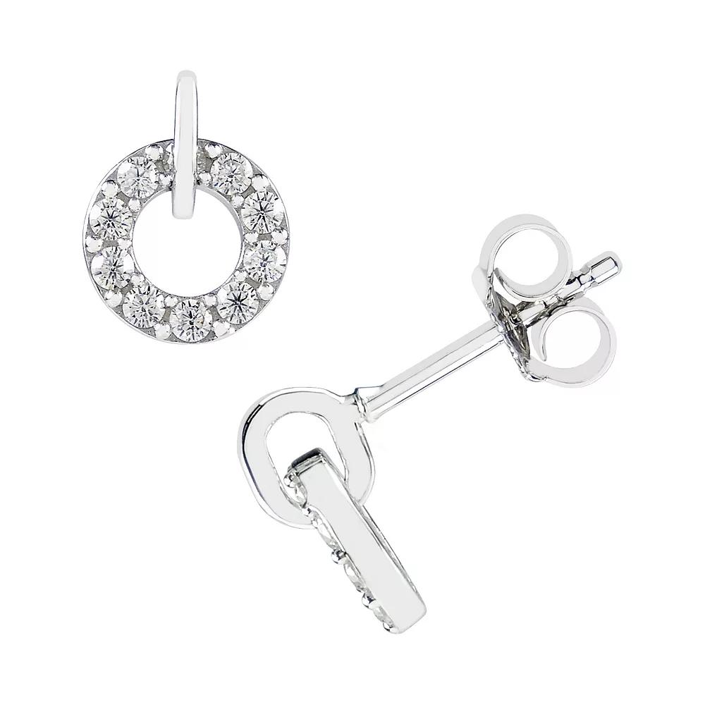 SIRI USA by TJM Sterling Silver Cubic Zirconia Doorknocker Stud Earrings, Women's Product Image