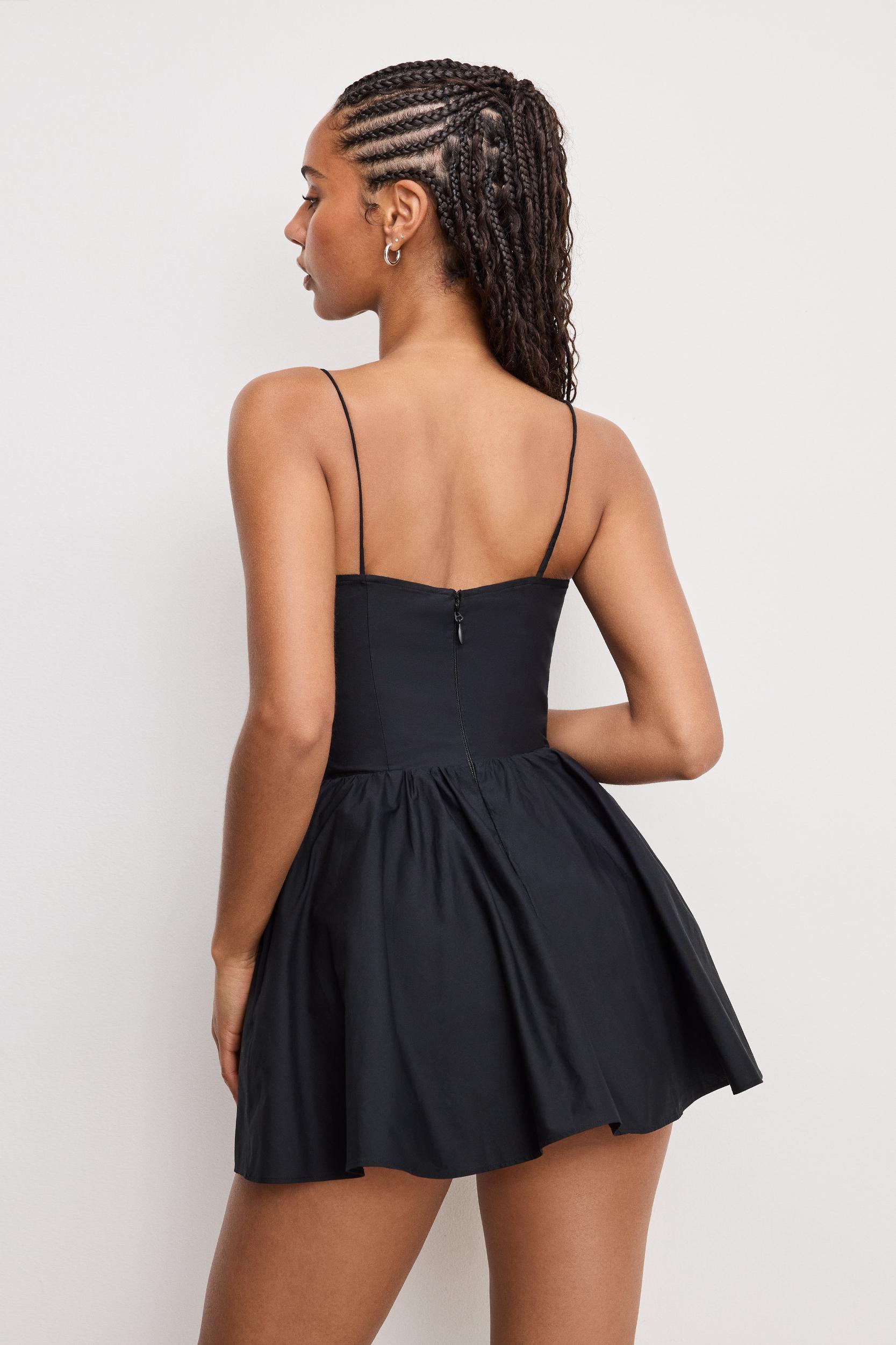 POPLIN MINI DRESS | BLACK001 Product Image