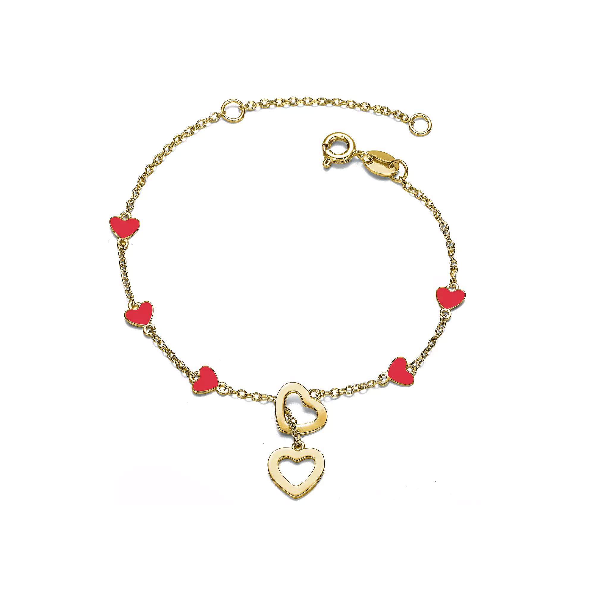 Kids Heart Dangle Bracelet, Womens Rose Gold Tone Product Image