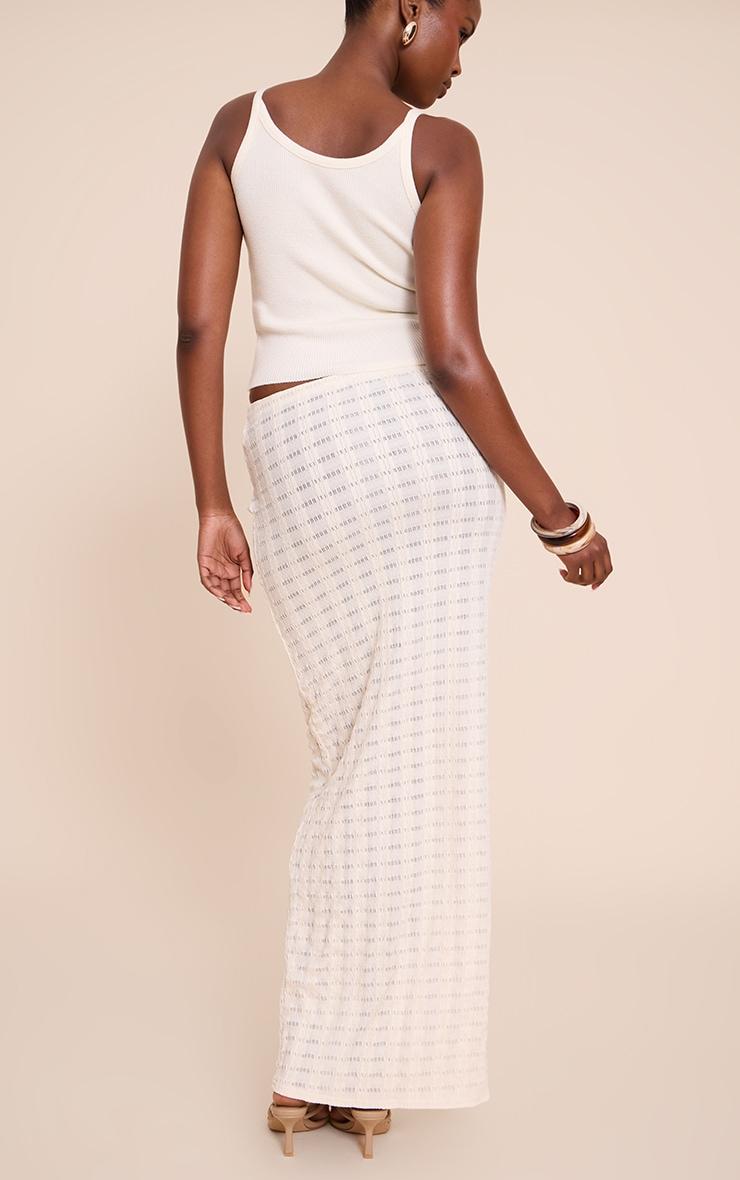  Cream Textured Wooden Trim Maxi Skirt Product Image