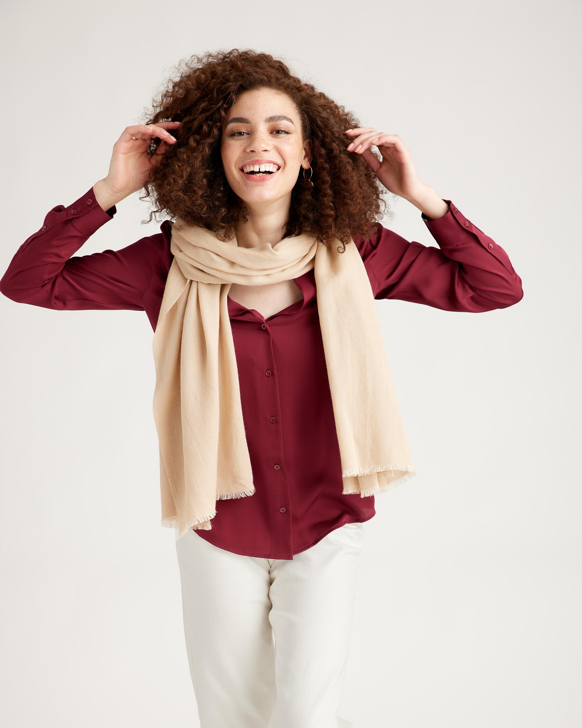 Quince | Women's Featherweight Cashmere Silk Frayed Edge Scarf Product Image
