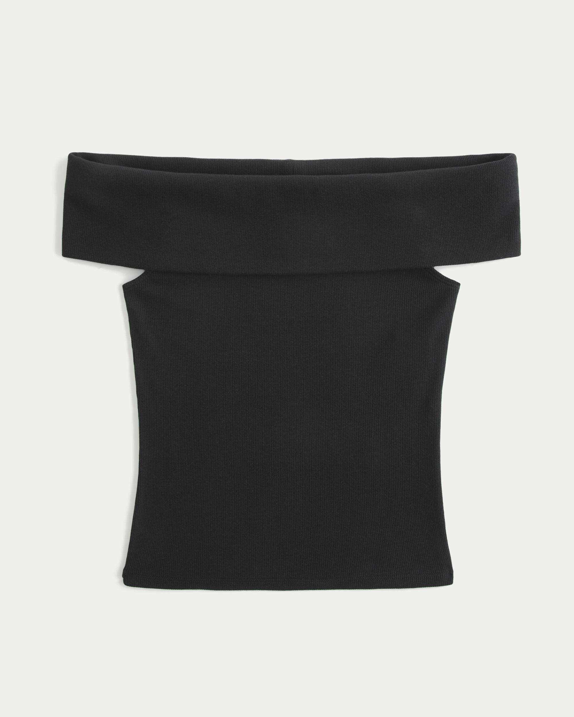Ribbed Off-the-Shoulder Foldover Top Product Image
