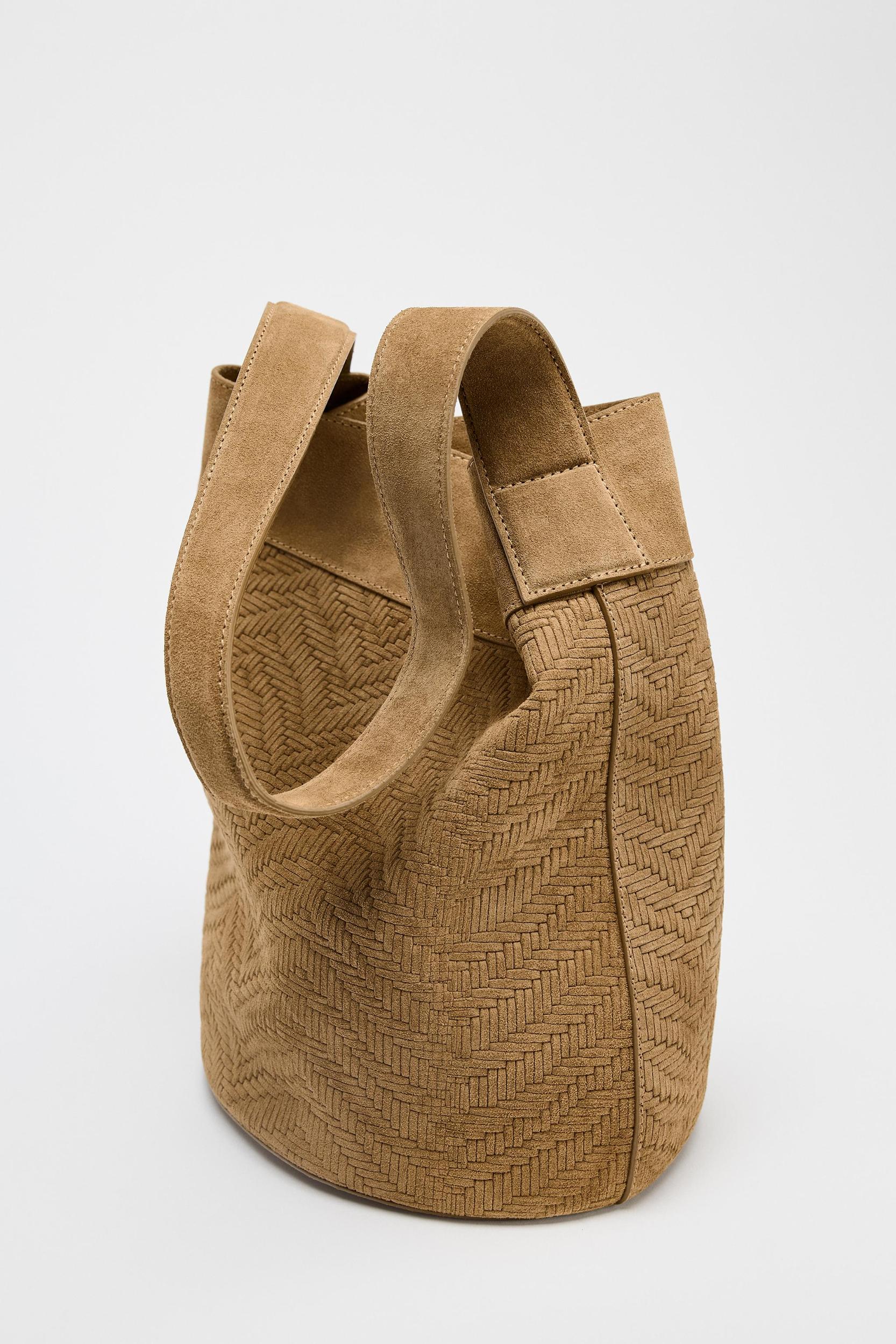 LEATHER BRAIDED MAXI BUCKET BAG Product Image