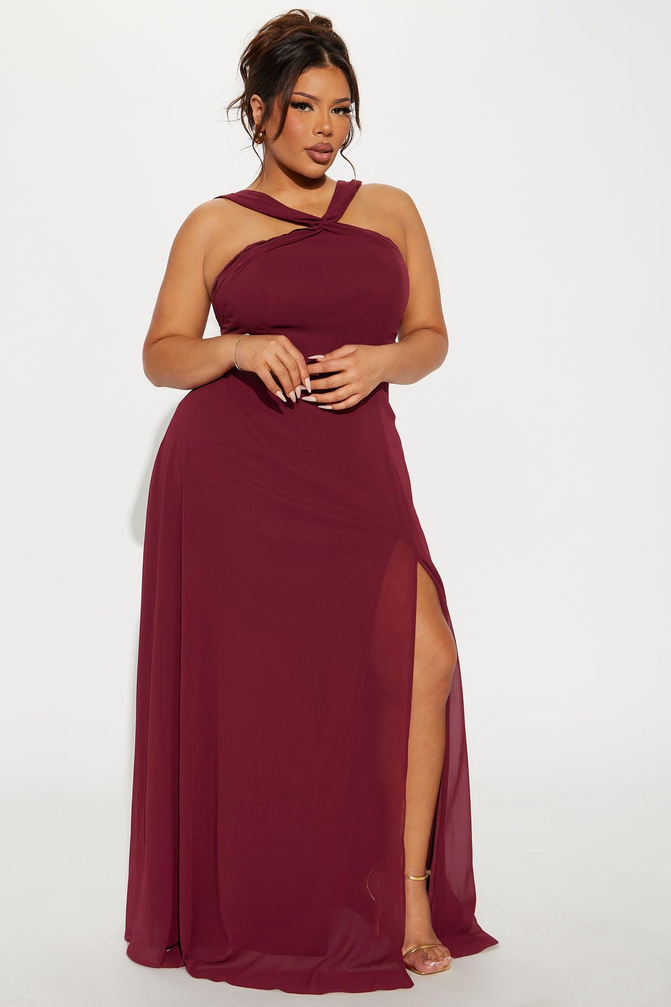 Natalie Chiffon Maxi Dress - Wine Product Image
