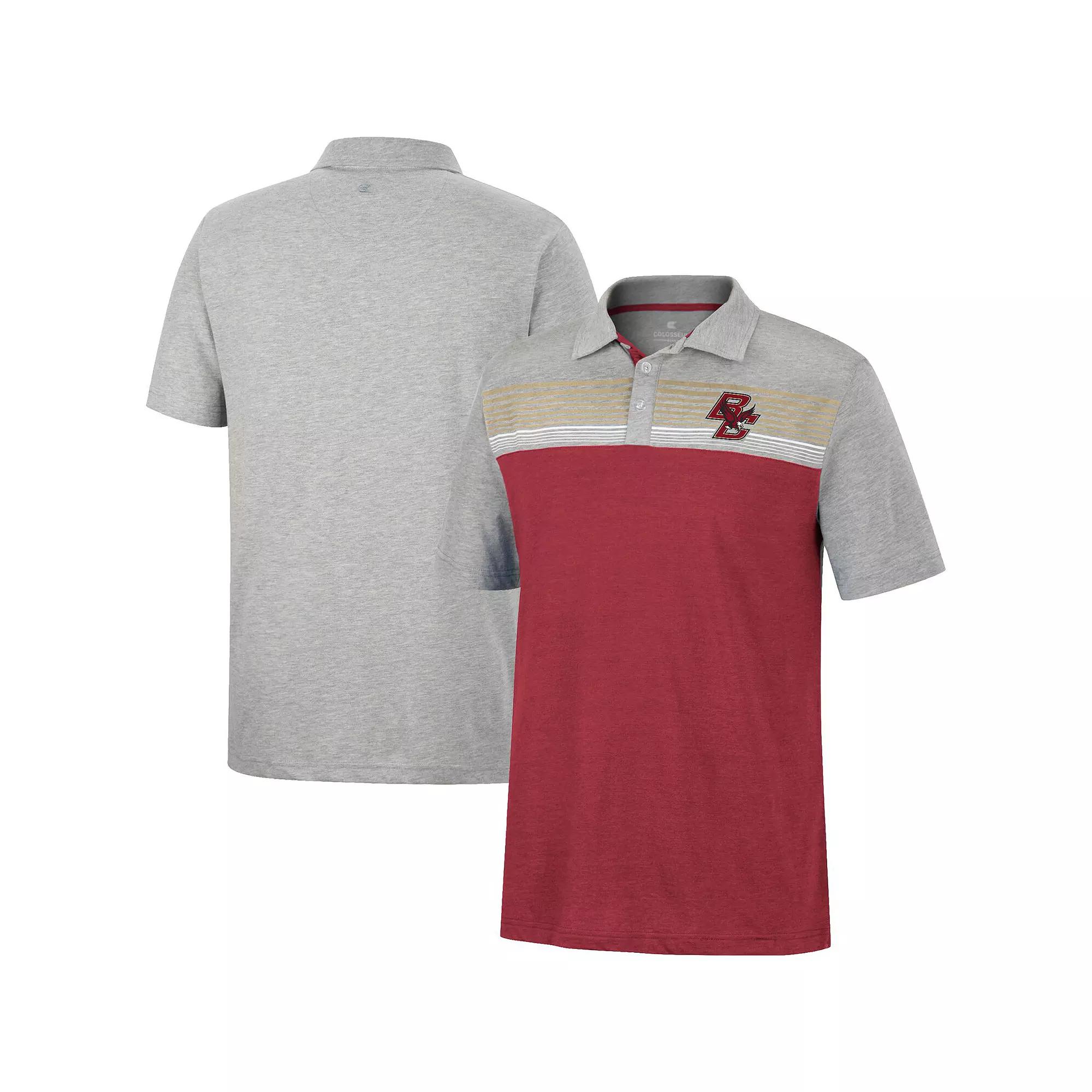 Men's Colosseum Maroon/Heathered Gray Boston College Eagles Caddie Polo, Size: Medium Product Image