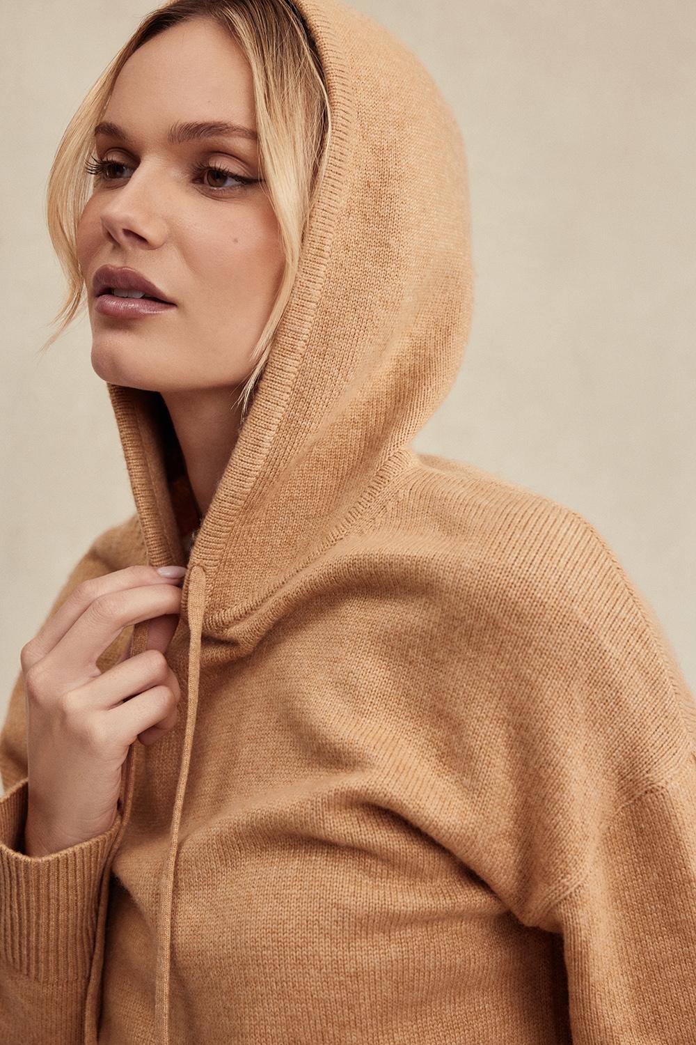 Jionni  camel cashmere blend hoodie - sale Product Image