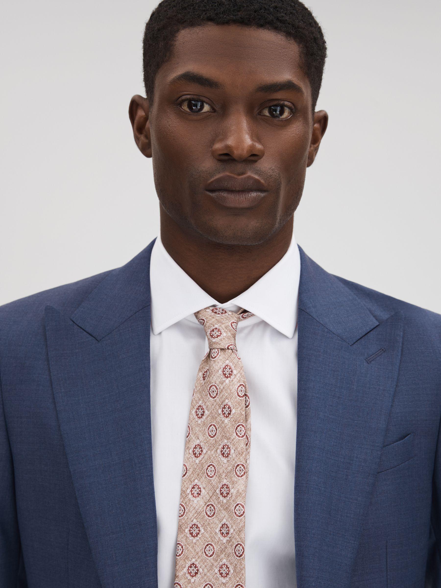 Slim Fit Wool Single Breasted Blazer in Bright Blue Product Image