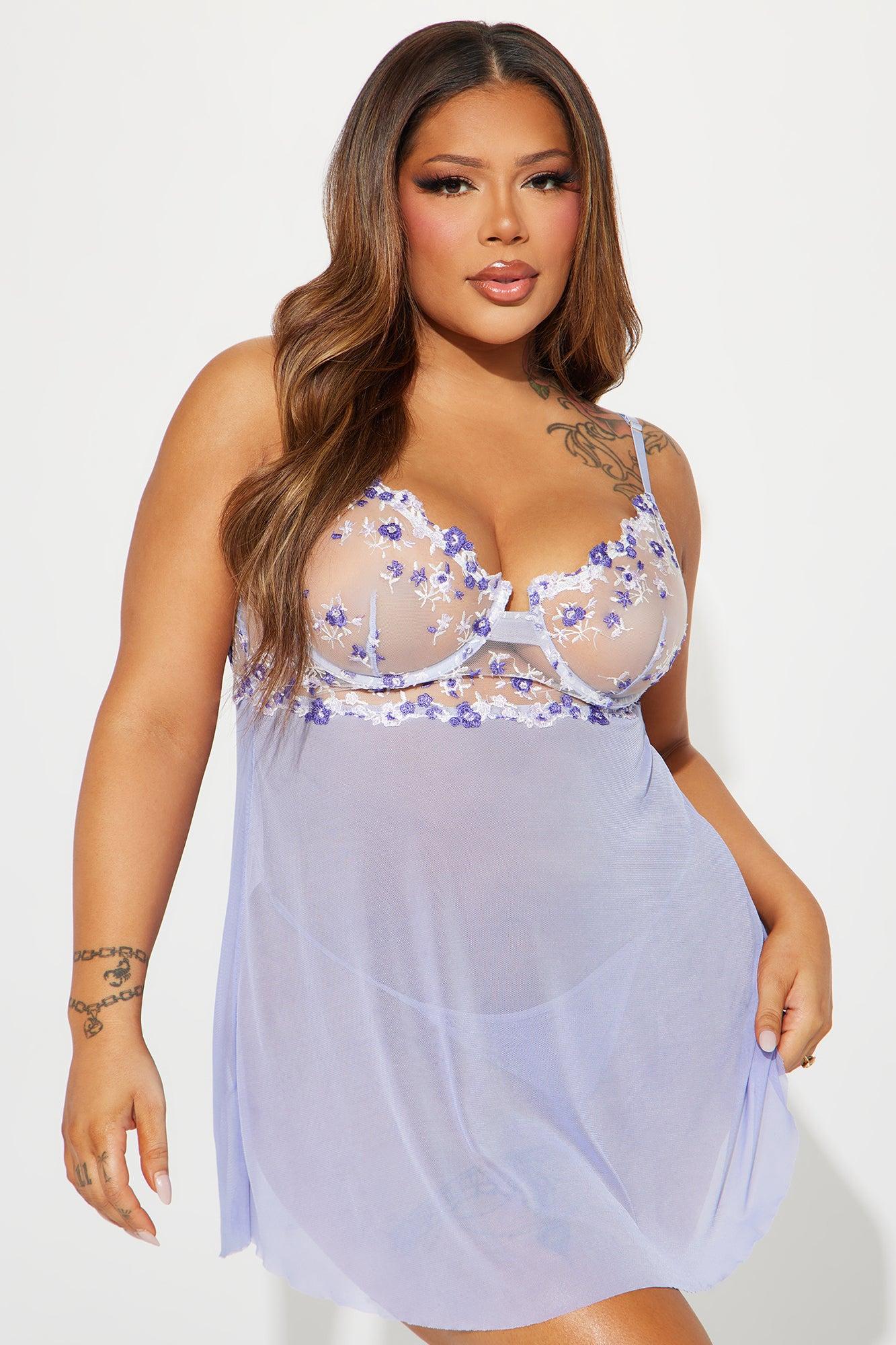 Blooming Passion Embroidered Babydoll - Purple Product Image