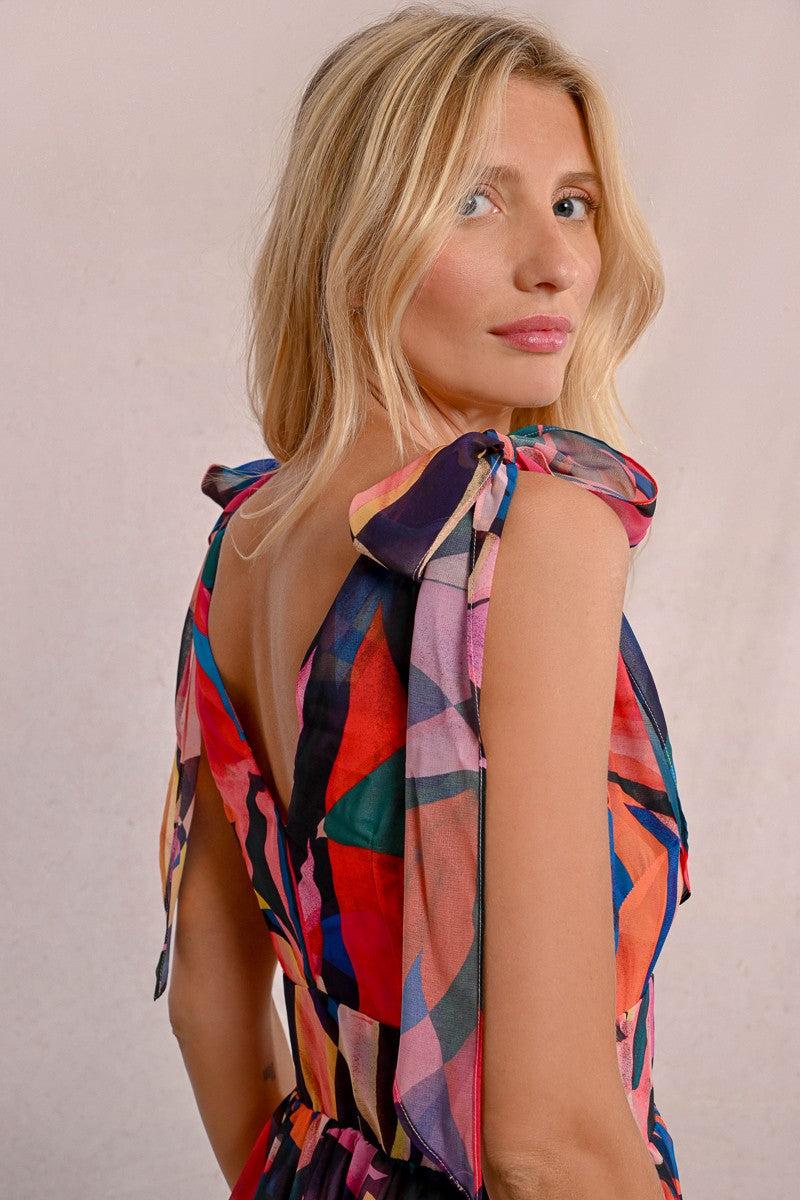 PRINTED SEMI-SHEER MAXI DRESS Product Image