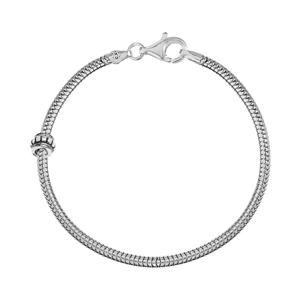Individuality Beads Sterling Silver Snake Chain Bracelet & Stopper Bead Set - 7 1/2-in., Women's, Size: 7.5" Product Image